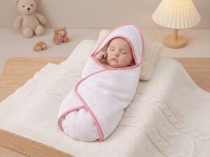 Prosop pentru copii cu gluga BABY 75x75 cm, alb/roz