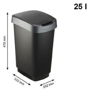 Coş de gunoi SWING TWIST, negru şi argintiu 25 l