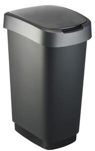 Coş de gunoi SWING TWIST, negru şi argintiu 50 l