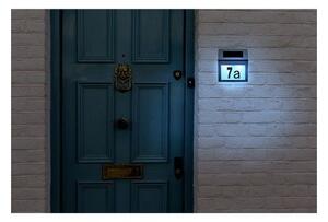 Numar de casa cu lumina LED, incarcare solara, 18x20x3 cm, baterie reincarcabila, otel si sticla