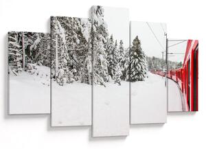 Tablou - Tren într-un peisaj înzăpezit (150x105 cm)