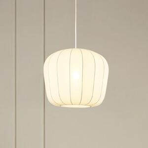 Lindby Lampă suspendată Helin, alb, Ø 35 cm, țesătură, reglabil, Alb, Camera de zi / sufragerie, Țesătură / Textil, Modern