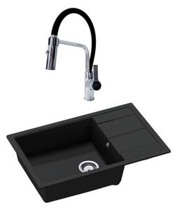 SET Chiuveta SanDonna INESS negru + Baterie SanDonna ANDRA negru - Negru