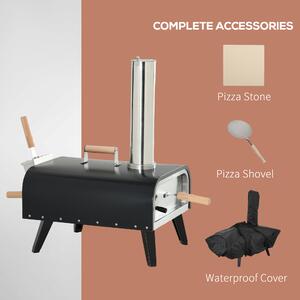 Outsunny Cuptor Pizza Exterior Portabil cu Piatră de 12" Paletă și Husă Cuptor pe Lemne pentru Pizza cu Peleți Ideal pentru Grădină | Aosom Romania