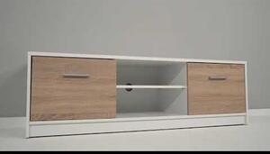 Comoda TV NEPO PLUS, stejar sonoma, PAL laminat, cu 2 usi, 139x47x43 c