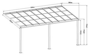 Pergole gradina, ForGarden P-550-1, cu acoperiș transparent, 303 cm x 558 cm