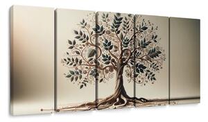 Tablou 5-piese arborele vieții decorativ cu ornamente