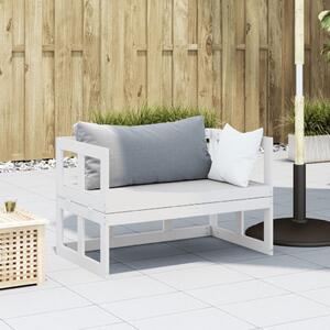 Canapea banchetă extensibilă de grădină, alb, lemn masiv de pin