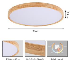 Brilagi - Plafonieră LED WOODROUND, 70 W, 230 V, 3000/4000/6000 K, diam. 80 cm