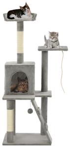 Ansamblu pisici, stâlpi cu funie de sisal, 120 cm, gri
