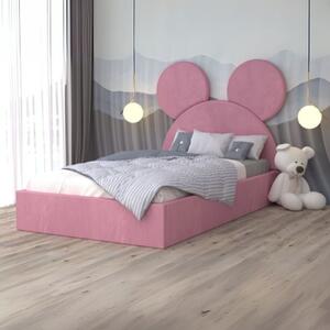 Pat Complet Tapitat Micky5 Cu Saltea 140x200cm, Culoare Roz
