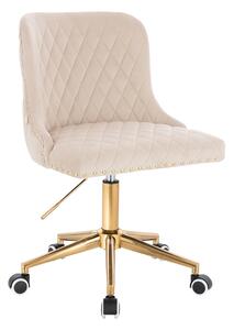 HR940K Scaun Crem din Catifea cu Bază Aurie