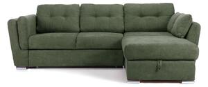 Colțar Extensibil JAZZ, cu ladă depozitare, 245 x 205 x 90 cm, Verde-Enjoy / Dreapta