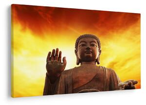 Tablou - Buddha cu fundal roșu și galben (90x60 cm)