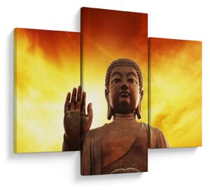 Tablou - Buddha cu fundal roșu și galben (90x60 cm)