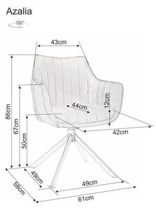 Scaun rotativ tapitat cu stofa si picioare metalice, Aziel Velvet Bleumarin / Negru, l61xA58xH86 cm