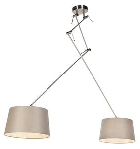 Lampă suspendată cu nuanțe de in taupe 35 cm - oțel Blitz II