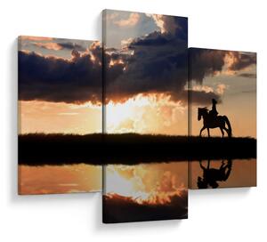 Tablou - Rider pe un cal la apus de soare (90x60 cm)