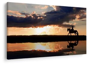 Tablou - Rider pe un cal la apus de soare (90x60 cm)