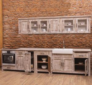 Rustic kitchen with oak countertop, sink and sanitary ware included in the price cu finisaj Deep Brushed (C.F.)