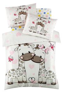 Set lenjerie pat pentru copii Sweet, bumbac ranforce 100%, alb/roz, 10