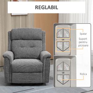 HOMCOM Fotoliu Recliner cu sistem de ridicare, fotoliu reclinabil cu suport pentru picioare integrat, gri | AOSOM RO