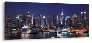 Tablou - Zgârie-nori din New York iluminate (120x50 cm)