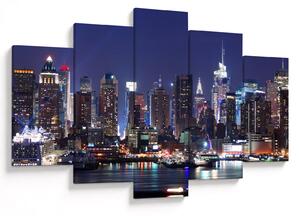 Tablou - Zgârie-nori din New York iluminate (150x105 cm)