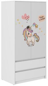Dulap pentru copii cu motiv unicorn curcubeu 180x55x90 cm