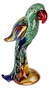 Decoratiune parrot, multicolor, sticla, inaltime 28 cm