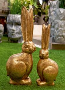 Set 2 figurine Rabbit, Compozit, Auriu, 15x19x50 cm