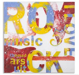 Tablou Music, lemn de pin panza, Multicolor, 100X3,5X100 cm