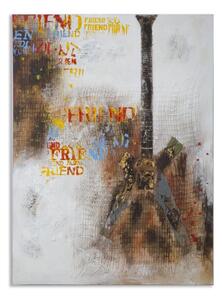 Tablou Guitar arty, lemn de pin panza, Multicolor, 90X3,5X120 cm