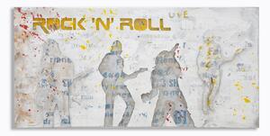 Tablou Rock n roll, lemn de pin panza, Multicolor, 120X3X60 cm