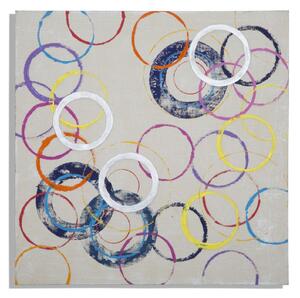 Tablou Floating circles, lemn panza, Multicolor, 80X3X80 cm