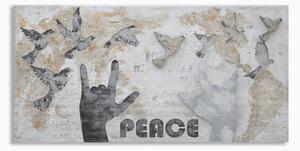 Tablou Peace, lemn de pin panza, Multicolor, 120X3X60 cm