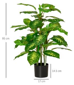Planta artificiala decorativa cu ghiveci HOMCOM Φ17x14,5 cm negru, inaltime planta 95 cm | AOSOM RO