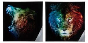 Set 2 tablouri Lion, aluminiu acril, multicolor, 80x80x2.5 cm