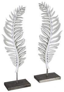 Set 2 decoratiuni Leaf, rasina, argintiu, 22x56x11 cm