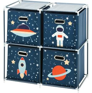 Raft pentru copii cu cutii textile Space, 68 x 70x 35 cm