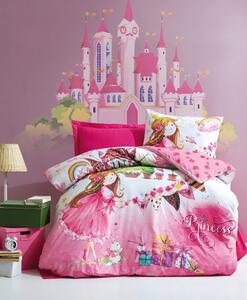 Set lenjerie pentru copii Princess, bumbac ranforce 100%, roz, 160 x 2