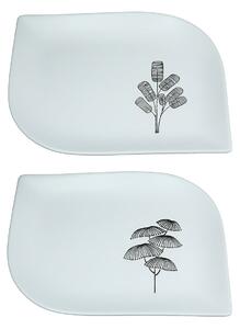 Set 2 platouri decorative Dagoba, Ceramica, Alb Negru, 25x3x17 cm