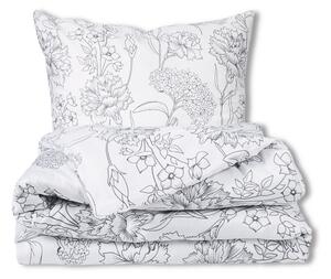 Lenjerie de pat Matex Satin Flori gri , 140 x 200cm, 70 x 90 cm