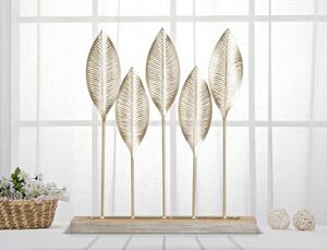 Decoratiune Shot Leaf, Fier MDF, Auriu, 52,5x47x10 cm