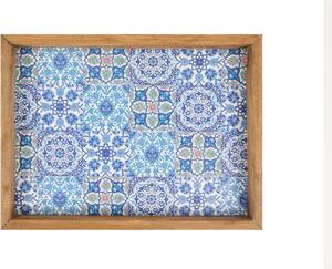 Tava AT-013, imprimeu albastru, MDF/lemn de pin, 30x40 cm