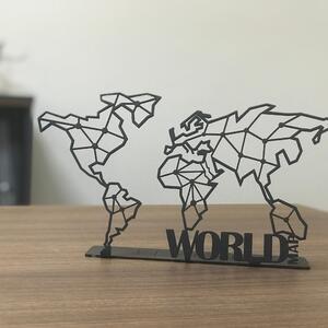 Obiect decorativ World Map Pod, negru, metal 100%, 30x16 cm