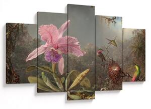 Tablou - Martin Johnson Heade, Cattleya Orchid and Three Hummingbirds, reproducere (150x105 cm)