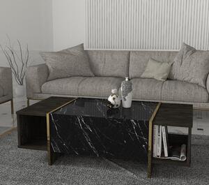 MASA DE CAFEA, Marble Luxe, UnicUtil, 120 x 60 x 37.3 cm, Negru și Auriu, UUMC24