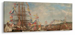Tablou - Eugène Boudin, Festival in the Harbor of Honfleur, reproducere (120x50 cm)