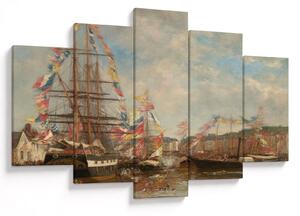 Tablou - Eugène Boudin, Festival in the Harbor of Honfleur, reproducere (150x105 cm)